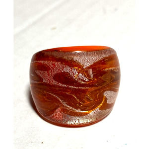 Orange Glass Ring Approx Size 8 UT Vols Broncos Halloween Fall